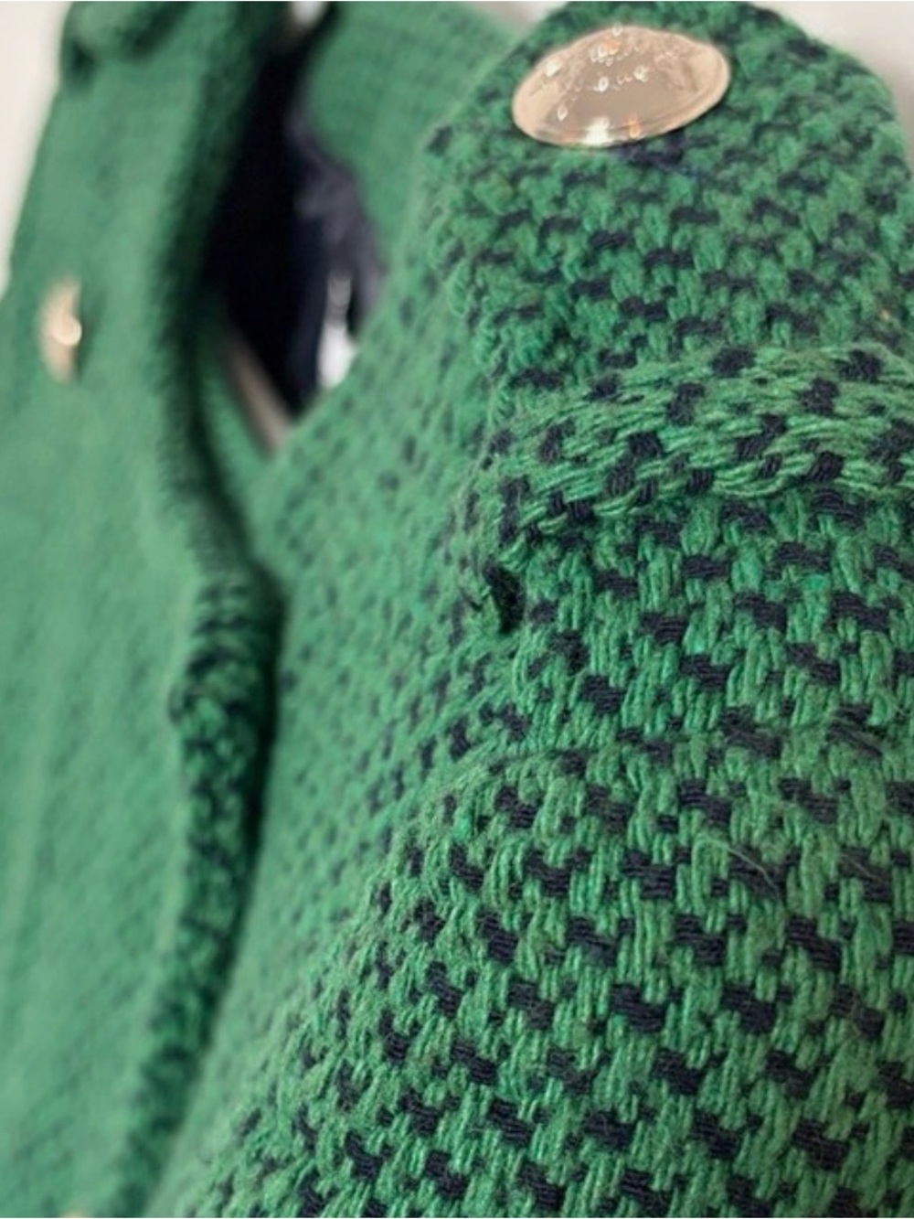 Zara Green Cropped blazer Jacket with Gold Buttons XS - Picture 3 of 11